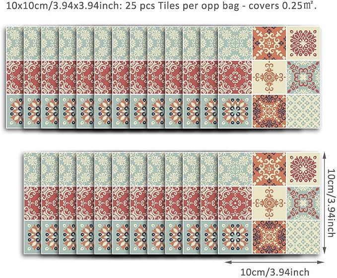 Alwayspon 25 Pcs Self-Adhesive Tile Transfer for Home Decor, Peel and Stick Decal, Water-Proof Backsplash Sticker for Kitchen Bathroom, 4x4inch - Image 7