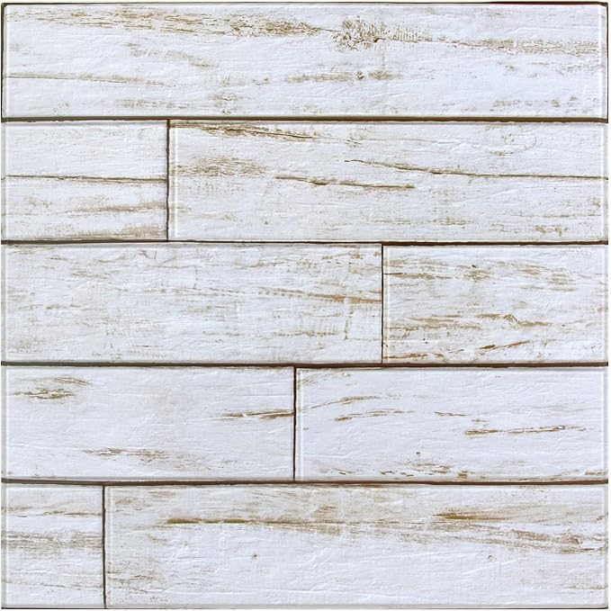 COMSTICKC 3D Faux Wood Wall Sticker Shiplap Peel and Stick, Not Real Wood | 10 Pcs 11.8" x 11.8", Lightweight Self-Adhesive Fake Wood Wall Panels Covering for Quick DIY Wall Upgrades, Cover 9.7 sq ft - Image 9