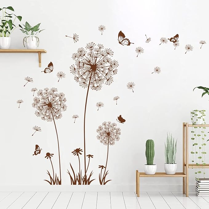 Removable 3D Dandelion Wall Decals Flowers and Flying Butterfly Wall Stickers Murals Self-adhesive Peel and Stick Falling Dandelions Decor for Girls Bedroom Living Room Nursery Baby Children's - Image 8