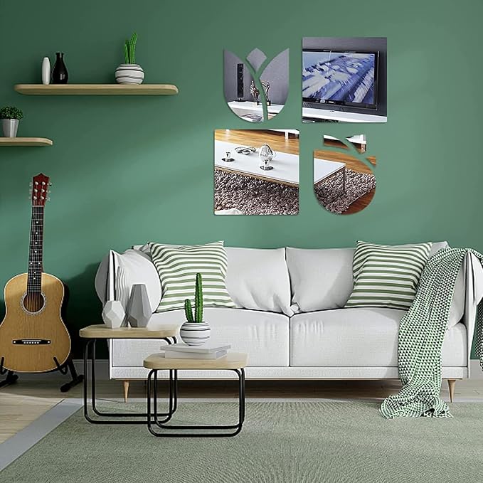 16 Pcs Flexible Mirror Reflective Stickers,Non Glass Safety Reflective Mirror, 12 x 12 in Self Adhesive Square Cuttable Acrylic Film Mirror for DIY Craft Home Wall Decoration - Image 7