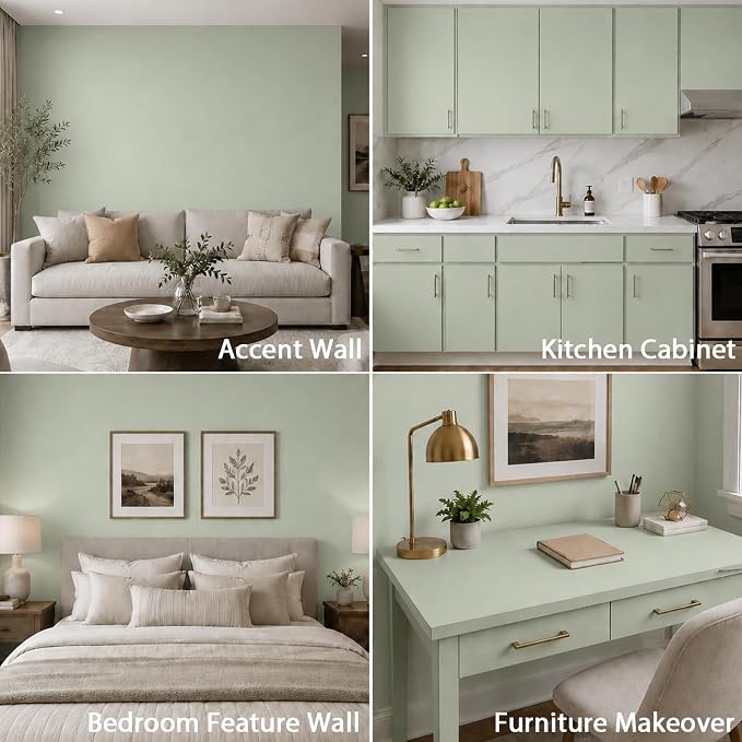 Peel and Stick Wallpaper Green Contact Paper Self-Adhesive Removable Waterproof Wallpaper Vinyl for Cabinets Countertops Bathroom Kitchen Wall Covering 17.7"x118" - Image 7