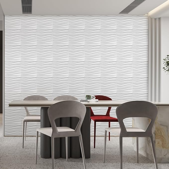 Heikki 30 Pack 3D Wall Panel for Interior Wall Décor, PVC Flower Textured Wall Panels for Living Room Bedroom Hotel Office, 11.8"x11.8", Double-Sided Tape (White-SMW) - Image 7