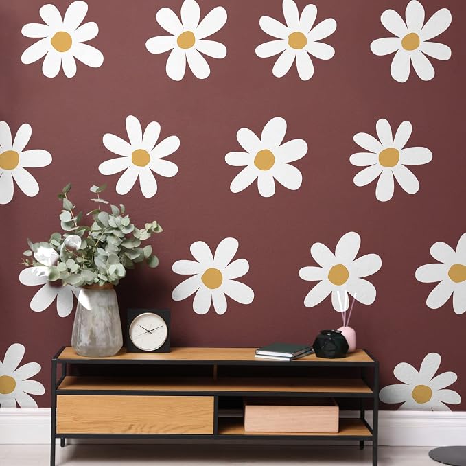 TaoBary 12 Sheet Large Daisy Wall Sticker Decal White Flower Wall Decals | Big Flower Wall Sticker, Floral Decal, Daisy Bedroom Room Decor, Removable Peel and Stick, Nursery Home Wall Decor - Image 7