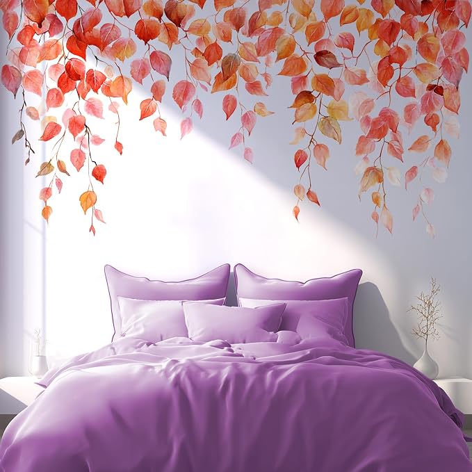Autumn Leaves Wall Decals Peel and Stick, Large Leaves Vines Vinyl Wall Stickers, Removable Vine Home Decor Art for Bedroom Living Room Classroom Office - Image 8