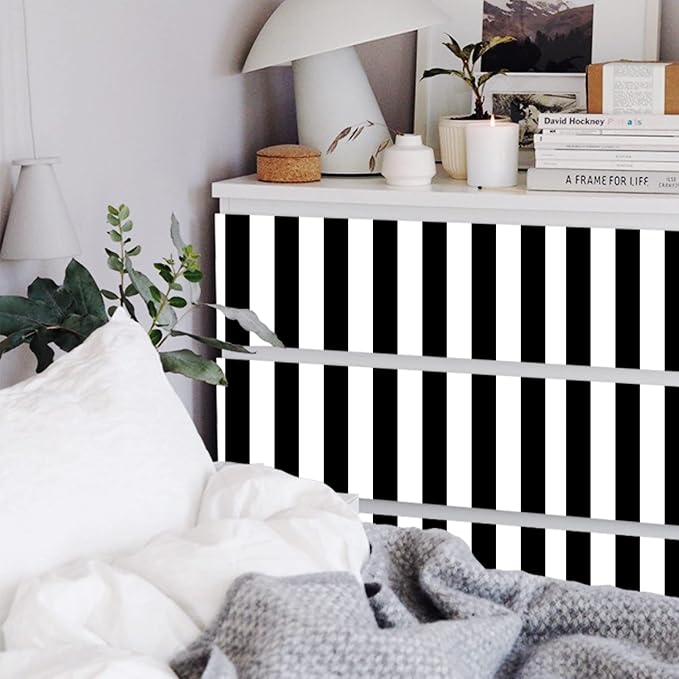 17.3”x120” Black and White Striped Wallpaper Peel and Stick Wallpaper Self-Adhesive Removable Waterproof Wall Paper for Walls Modern Vinyl Film - Image 9