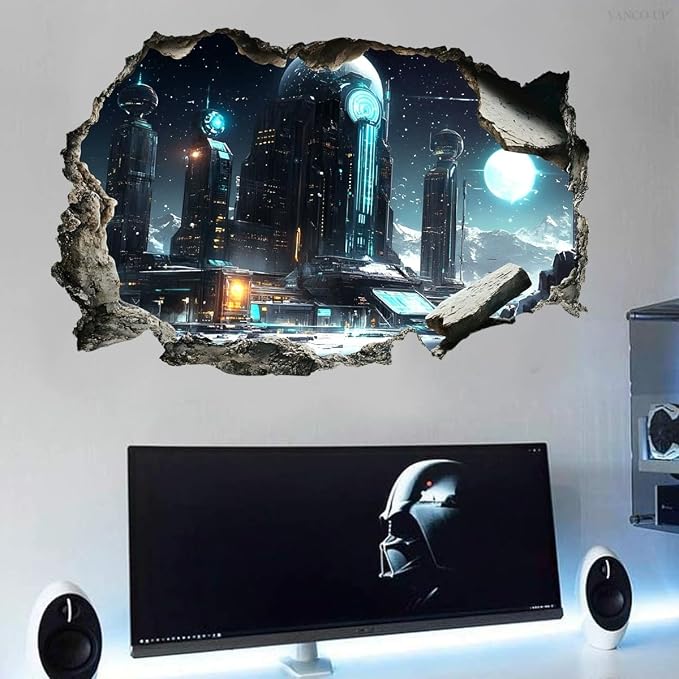 Quanhaigou 3D Wall Decals Stickers Wall Murals Wallpaper Decor for Home Floor Living Room (Tech Universe) - Image 7