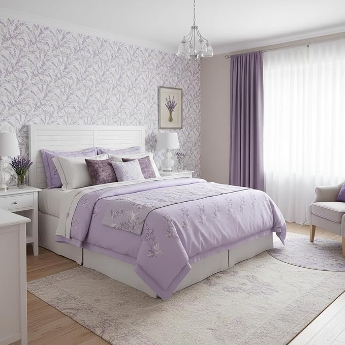 Drydiet Lavender Wallpaper Peel and Stick Contact Paper 15.8 x 118.1 | Self Adhesive, Purple Floral Design, Easy Apply Remove, for Drawer Liners Home Locker Dorm Classroom Living Room Decor - Image 6