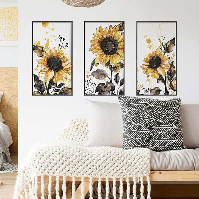 Sunflower Wall Stickers Floral Wall Art Decal Decor for Bedroom Living Room Offices Home Decoration - Image 6