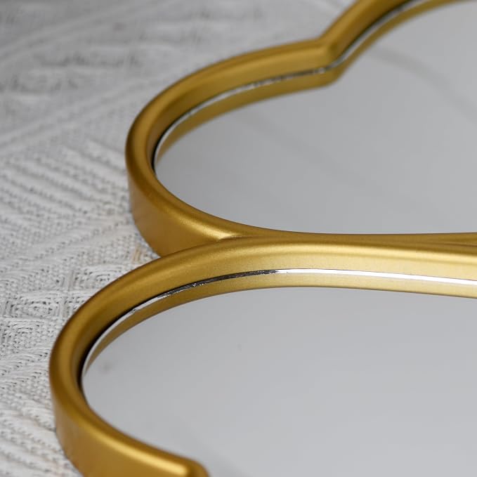 Small Decoritive Heart Wall Mirrors Set of 3, Decorative Four-Leaf Clover Mirror (Gold) - Image 8