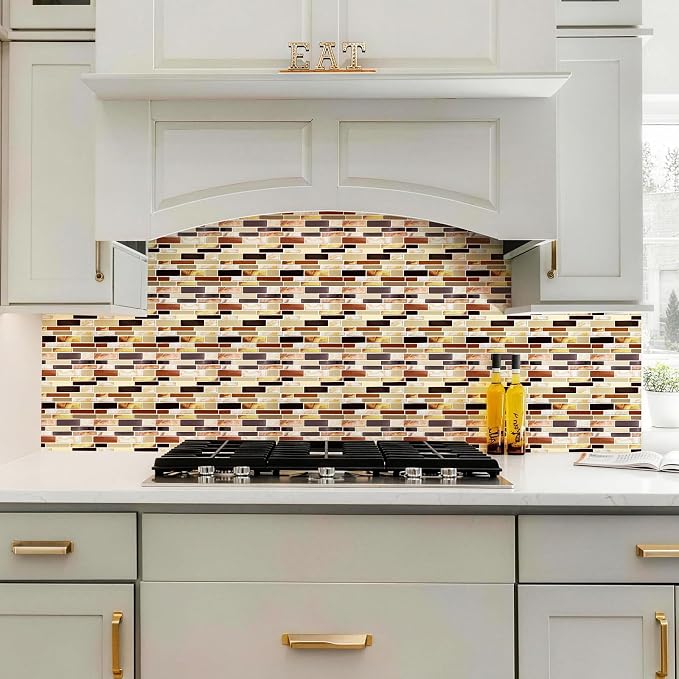 Joysticky 10-Sheet Peel and Stick Backsplash, 12" * 12" Crystal Texture Stick on Tiles Backsplash for Kitchen & Bathroom, Thicker Design Peel and Stick Wall Tiles (Coffee Gold) - Image 6