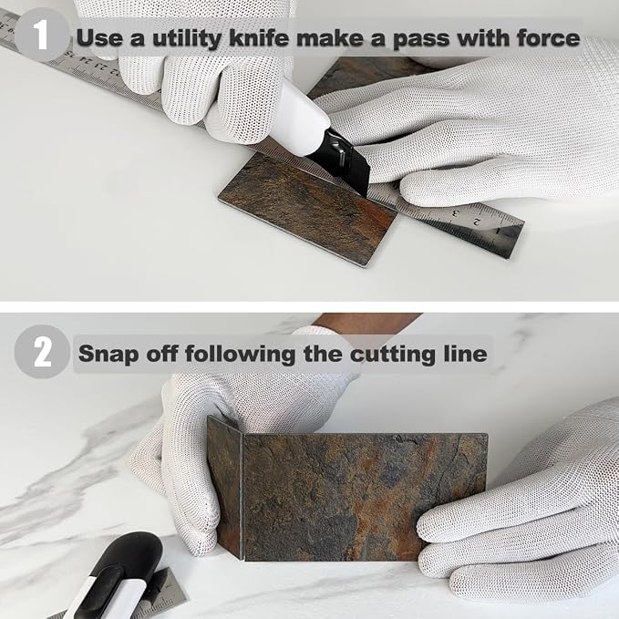 AULIGET 4 Pieces Peel and Stick Backsplash Wall Tile, 3" x 6" Rustic Slate PVC Stone Stick on Tiles - Image 7