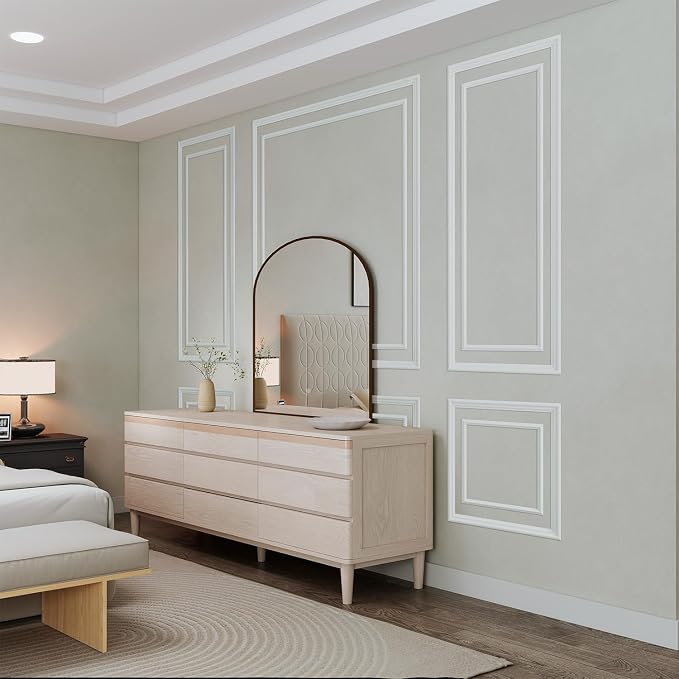 JBER Peel and Stick Wall Molding Kit, 6 Pre-Cut Bilinear Frame Panels | Ready-to-assemble pre-cut molding, 3D trim panels for interior wall décor, living room & bedroom accent wall - Image 7