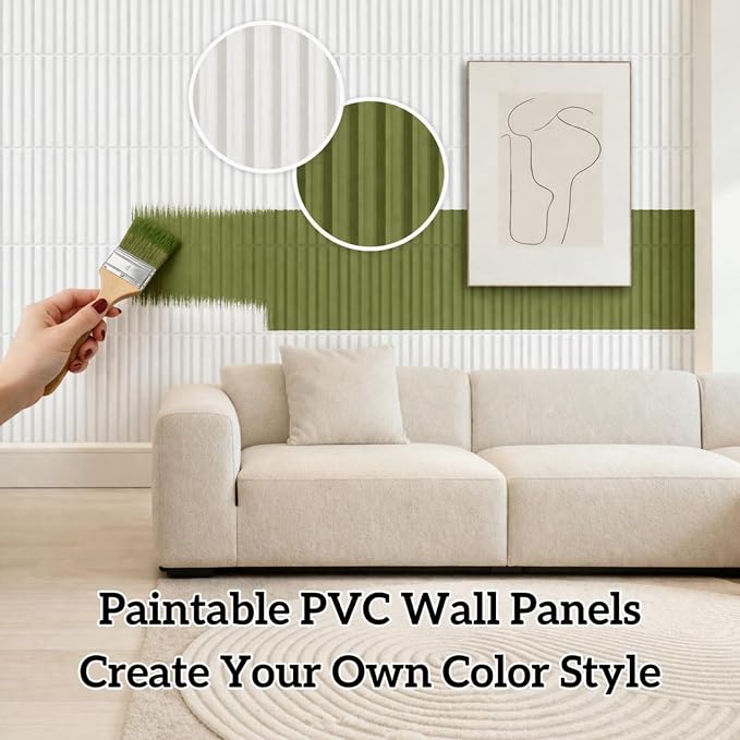Qidejoy 33 Pcs 3D White Wall Panels for Interior Wall Decor, 12X12in | Fluted Textured Paneling Modern Decorative Tiles Cuttable Paintable DIY Wall Art for Bedroom, TV Background, Bathroom - Image 8