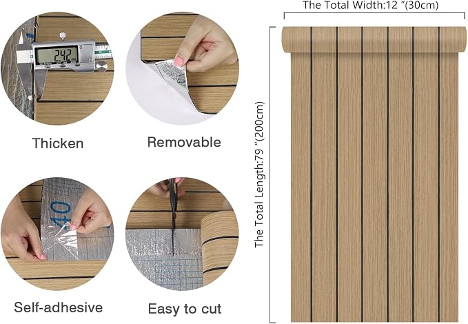 CHIHUT Light Oak Tan Slat Wall Paneling Peel and Stick Wooden Wall Panel for Kitchen Island Backsplash Self Adhesive Removable Flexible Wood Panels 12"x79" Foam 3D Wood Slat Wallpaper for Bedroom - Image 8
