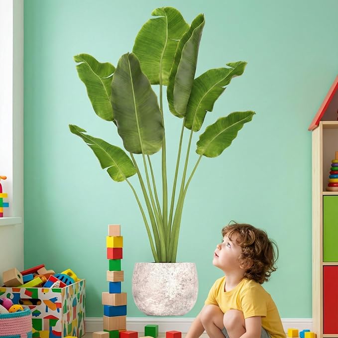 VOSAREA Green Plant Wall Decal Peel and Stick – 3D Realistic Potted Plant Wall Sticker – Removable Waterproof Greenery Stickers & Murals for Bedroom Living Room Office (35.37X15.72Inch) - Image 9