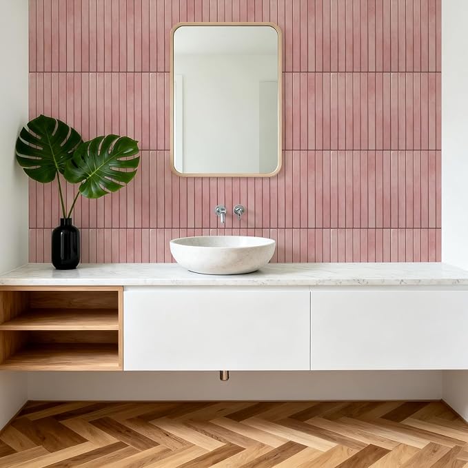 WOWSTAR 10-Sheet Thickened Pink Peel and Stick Backsplash for Kitchen, Back Splashes Stick on Tile, Waterproof Wall Tiles - Image 9