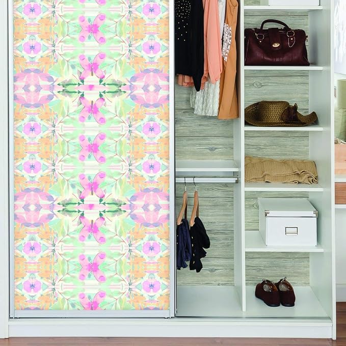 RoomMates RMK10853WP Pink Synchronized Geometric Peel and Stick Wallpaper 20.5" x 16.5 feet, White - Image 4