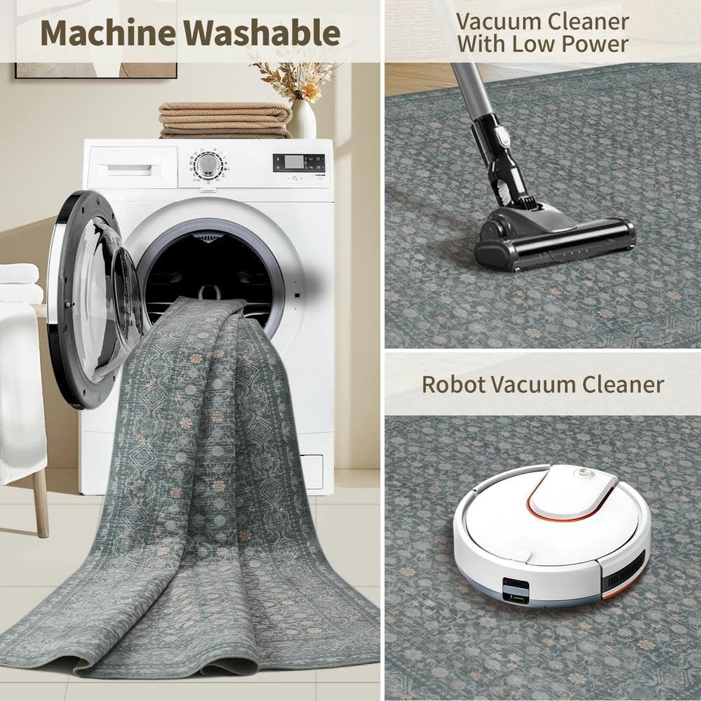 Rugxara 9x12 Extra Large Area Rug,Neutral Vintage Boho Rug for Living Room - Image 6