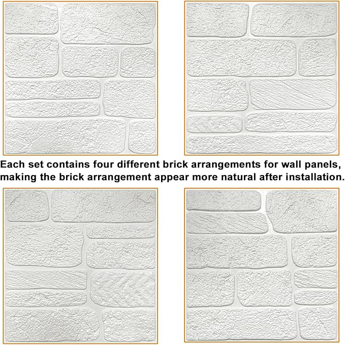 YU LI 3DH 3D Wall Panels Peel and Stick Faux Stone Wall Panel Black 20-Pack Faux Brick Self-Adhesive Wallpaper 3D Foam Brick Wallpaper - Image 7