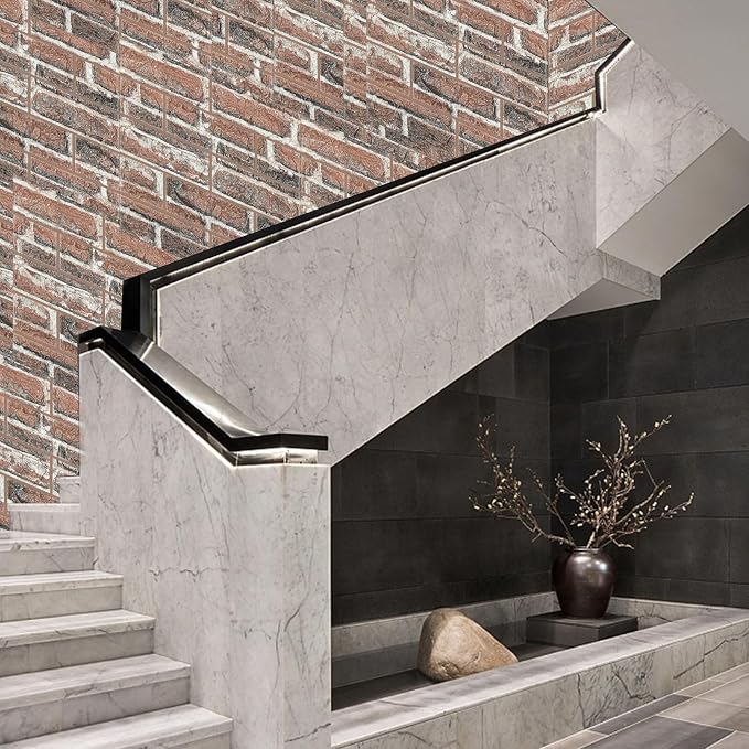 Faux Brick Wall Panels, 10 PCS, Red | 3D Wall Panels Peel and Stick, XPE Foam 3D Wallpaper, Self-Adhesive Faux Stone Wall Panels for Bedroom, Stairs, Kitchen - Image 8