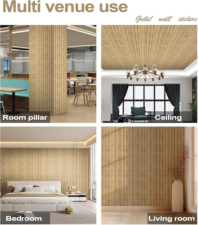 Chejiaye Peel and Stick 3D Wall Panel -23.6"x118"Soundproof Self-Adhesive Wall Sticker, Removable Thick PVC Slat Contact Paper for Kitchen Bedroom,Ceiling Wall Decoration Wood Grain (Dark Brown) - Image 8