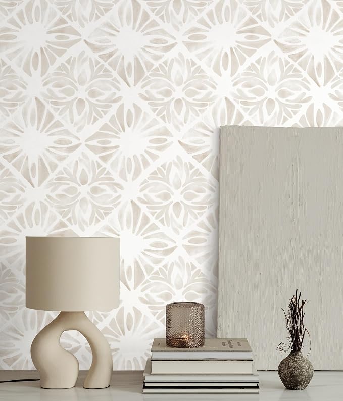 Geometric Peel and Stick Wallpaper Boho 78.7 "x16.1 White and Gray Wallpaper White Contact Paper Removable Wallpapers for Bedroom Waterproof Removable Shelf Liner Decal Vinyl Roll - Image 6