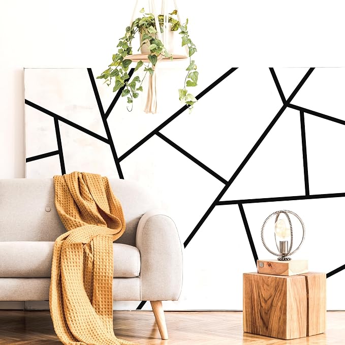 Large Black Modern Line Wall Decal, Minimalist Geometric Art Décor | Matte black vinyl simple lines for a stunning custom bold accent wall. Peel and stick for home, bedroom, living room, office. - Image 7