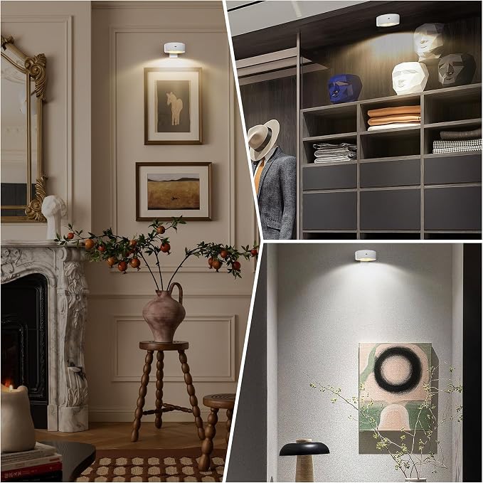 Xuolder Battery Operated Picture Lights Remote Wireless Magnetic Home Decor | 3-Pack Painting Light with 3 Lighting Modes,Timer&Dimmable Art Display Light for Artworking Frame Portrait Puck Lights-White - Image 7