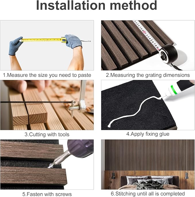 Wood Panels for Wall Acoustic Slat Wall Panels 4-Piece 47.2"×23.6" 3D Fluted Sound Absorbing Panel for Interior Wall Decor and Ceiling - Walnut - Image 9