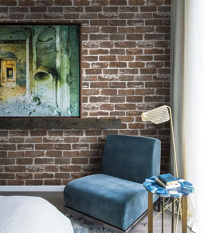 Timeet 3D Vintage Brown Brick Wallpaper 17.7"×472" Brick Peel and Stick Wallpaper Brick Wallpaper Brick Self Adhesive FilmFaux Textured Wallpaper Stone Look Wall Paper Home Decor Vinyl - Image 9