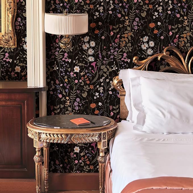 JiffDiff Floral Wallpaper Peel and Stick- 473" x 17.3" Farm Wildwood Daisy Flower Wall Paper Stick On Wallpaper Dark Floral Self Adhesive Contact Paper (Timeless) - Image 7