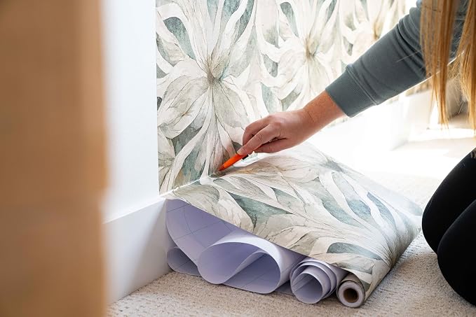 Peel and Stick Wallpaper Roll, Urban Stems Design | 17.5 x 216 in roll; Covers 26.25 sq ft; Vinyl peel & stick; No paste needed; Great for walls, shelves & cabinets. - Image 9