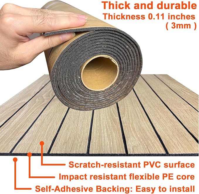 YU LI 3DH Peel and Stick PVC Slat Wall Panel 118"x15.75" Self-Adhesive Thick Faux Oak Wood Grain Wallpaper Panel 3D Soundproof Wall Panels for Walls & Ceilings - Image 7