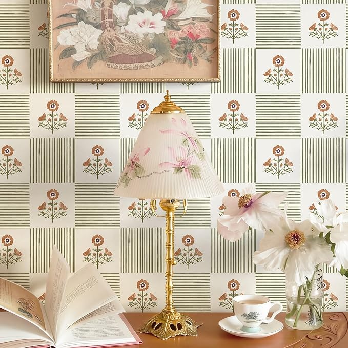 Guvana Green Floral Peel and Stick Wallpaper Boho Contact Paper Vintage Floral Self-Adhesive Removable Waterproof Wallpaper Renter Friendly 394"×17.3" for Bedroom Livingroom Hallway Cabinets Drawer - Image 7