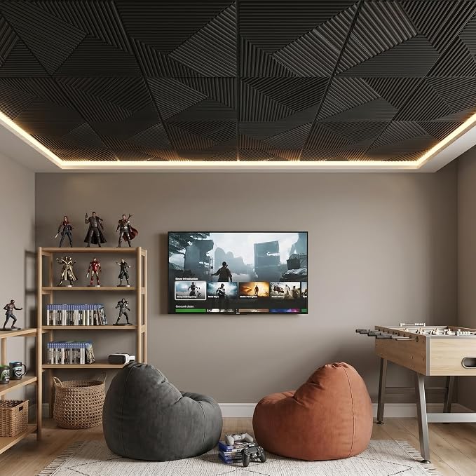 3D Wall Panels for Interior Wall Decor, PVC, Matte Black | 19.7x19.7 Inch, 12 Pack 32 Sq Ft, Waterproof, Decorative Textured Tile, Paintable, Fire Resistant, Lightweight Modern Accent - Image 17