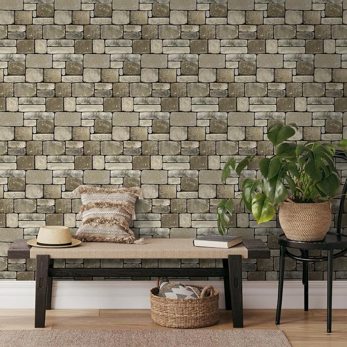 3D Peel and Stick Faux Stone Wall Panels 11.8" x 11.8" 10-Pack | Brown, Stone-Look Textured Wall Sticker, Thin Lightweight PVC Self Adhesive Wall Tiles for Interior Decor, Cover 9.7 sq ft - Image 9