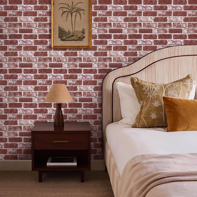 3D Faux Brick Wall Panels Peel and Stick, Designed for Quick DIY | Whitewash Red, 10 Pcs 11.8" x 11.8", Small Brick-Look, Light PVC Fake Brick Covering for Wall Renovation, Cover 9.7 sq ft - Image 9