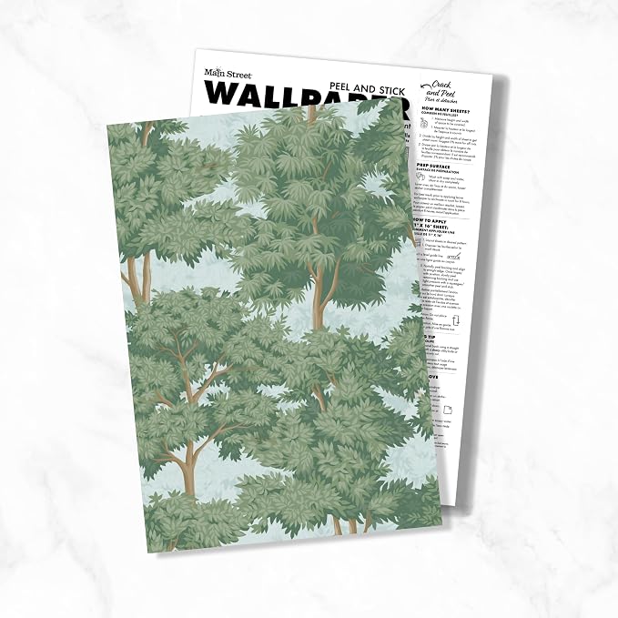 Main Street Peel and Stick Wallpaper Sheets, Toile Forest, 12-Pack | 11 x 16 in sheet size; Covers up to 14.67 sq ft; Eco-friendly paper material; No paste or additional adhesive required - Image 6