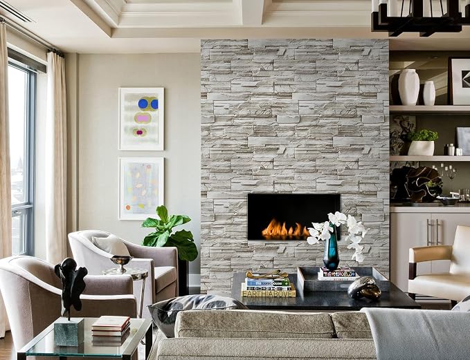 Timeet Brick Wallpaper Peel and Stick Wallpaper Faux Brick Contact Paper Stone Wallpaper 17.3in x118.11 Self-Adhesive Removable Wall Paper for Bedroom Living Room Wall Decor - Image 9