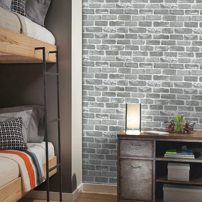Timeet 3D Vintage Grey Brick Wallpaper 17.7"×472" Brick Peel and Stick Wallpaper Brick Wallpaper Brick Self Adhesive Faux Textured Wallpaper Stone Look Wall Paper Home Decor Vinyl - Image 7