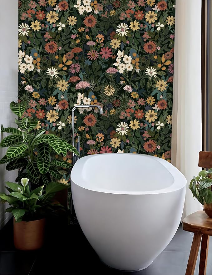 Peel and Stick Wallpaper Floral Contact Paper for Cabinets/Kitchen/Bathroom | Textured Vinyl Stick on Wall paper, Removable, Waterproof, Self-adhesive, Boho, for bedroom/rv/laundry room 17.3" x 118" - Image 7