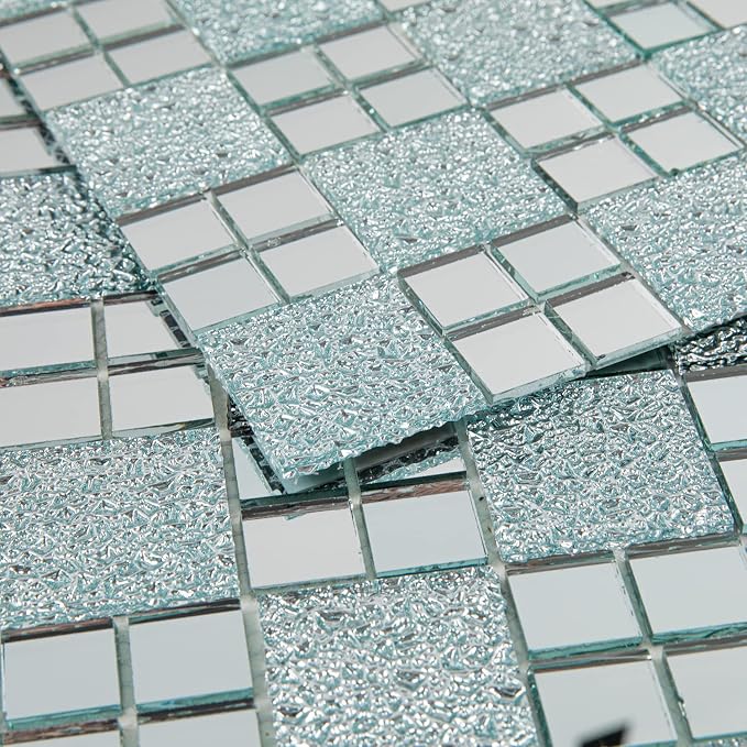 Lovdeco Mirror Peel and Stick Square Mosaic Tile for Kitchen Backsplash, 12" x 10", 6 Pieces, 5 SQ.FT. - Image 7
