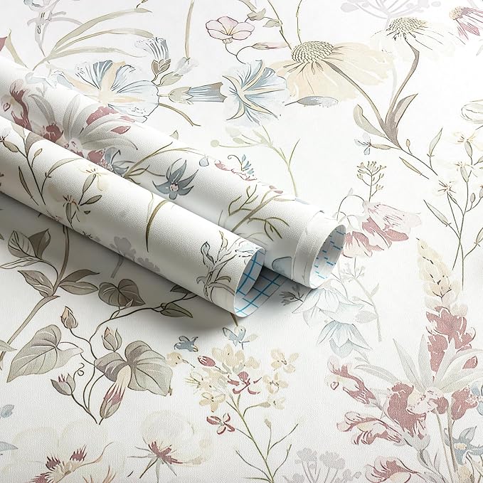 Blue Floral Peel and Stick Wallpaper Boho Leaf Self Adhesive Wallpaper | 16.9" x118" DIY Removable Contact Paper Botanical Flower Leaf Wall Paper Decoration for Bedroom Wall Cabinets Waterproof - Image 9