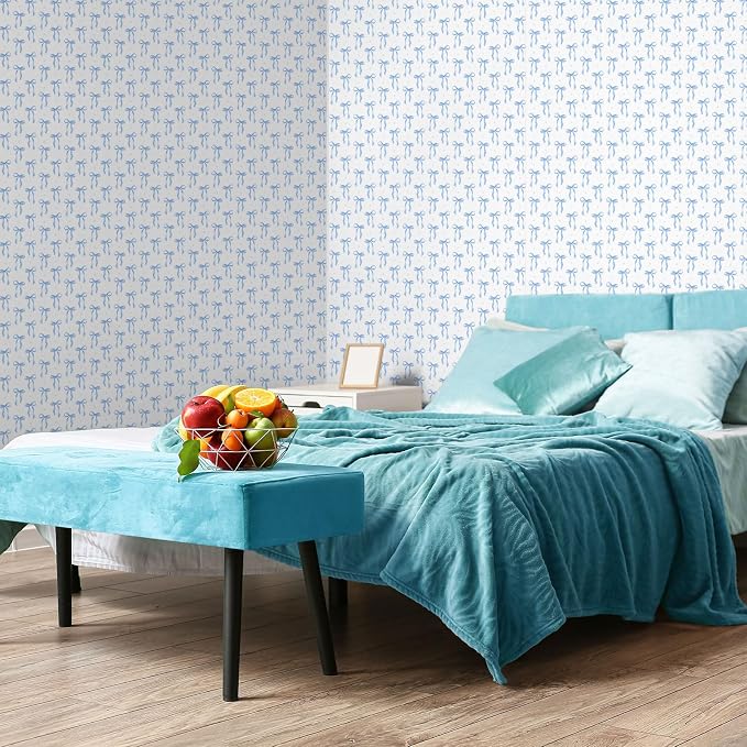 Drydiet Blue Bow Wallpaper Peel and Stick Contact Paper 15.8 x 118.1 | Self Adhesive, Blue Bow Coquette Design, Easy Apply Remove, Wall Sticker for Home Locker Dorm Classroom Living Room Decor - Image 6