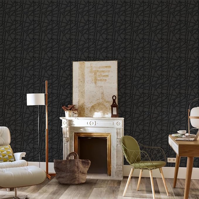 LEVOWAY 33 Pack 3D Wall Panels for Interior Wall Decor, 11.8''x11.8'' Black Accent Textured Wall Panels, Wall Covering Panles for Living Room, Gaming Room, TV Background, Cover 32 Sq.Ft - Image 8