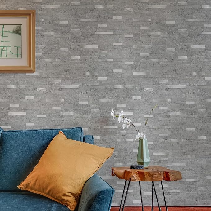 StyloVue 2 Sheets Peel and Stick Backsplash for Kitchen, Slate Gray with Metal Silver Look Stick on Tile Upgrade Your Kitchen Backsplash, RV, Fireplace - Image 8