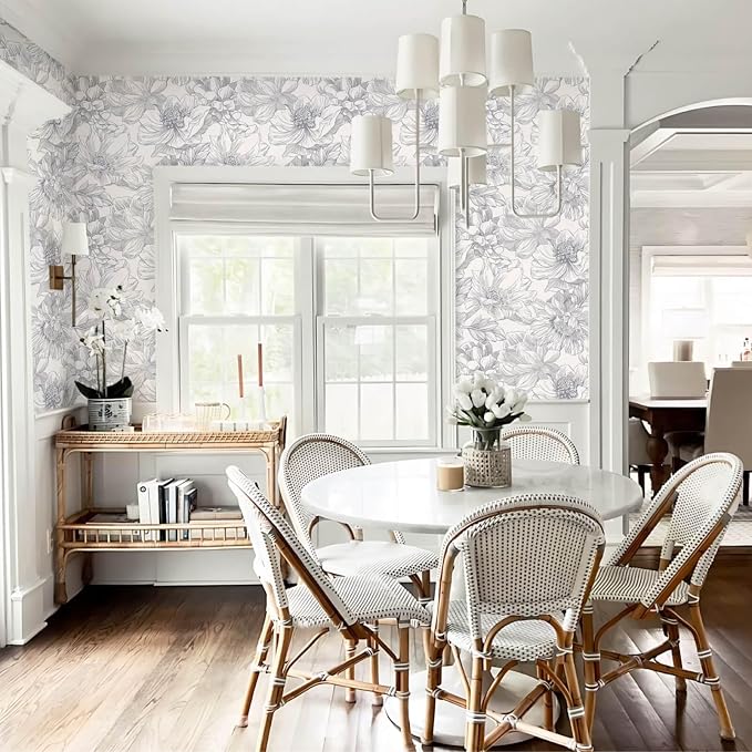 Ismoon Vintage Floral Wallpaper Peel and Stick Boho Beige and Gray Contact Paper 17.3inx6.5ft Removable Self Adhesive Wall Paper for Bathroom Bedroom Cabinet Mural Wall Decor Vinyl Renter Friendly - Image 9