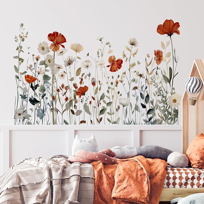 Flower Wall Decals - Peel and Stick Large Floral Flowers Wall Stickers,Removable Flower Home Decor Art for Kids Living Room, Bedroom, Nursery Decor Wall Corner Decor (Large Flower Wall Decals) - Image 6