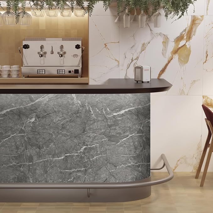 Marble Peel and Stick Waterproof Wall Paneling, 118" x 47" Bardiglio Grey Matte Finish Self-Adhesive Backsplash Tile Vinyl Wall Panel for Kitchen Bathroom Wall Decor, Covers 38.75 Sq. Ft. - Image 9