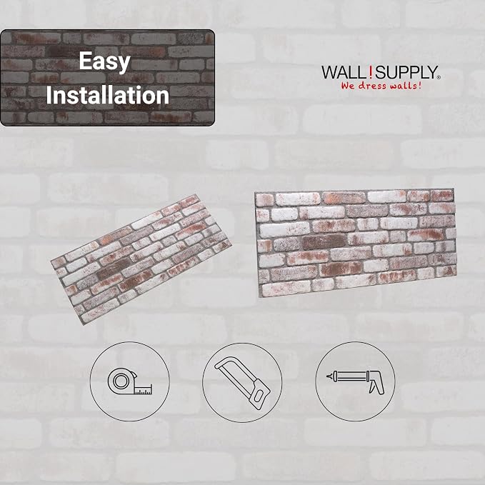 Wall!Supply 3D Wall Panels – Faux Brick, White Wash Weathered – Lightweight Foam (EPS) – Wallpaper Alternative for Living Room, Bedroom & Office – Easy DIY Installation – 4 Pack, Covers 25.84 Sq Ft | Lightweight EPS Foam, Wallpaper Alternative, Easy DI... - Image 6